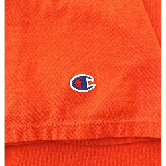 Champion Authentic Men's T-Shirt 2XL Orange Short Sleeve 2‎ Embroidered Logos - Picture 5 of 9